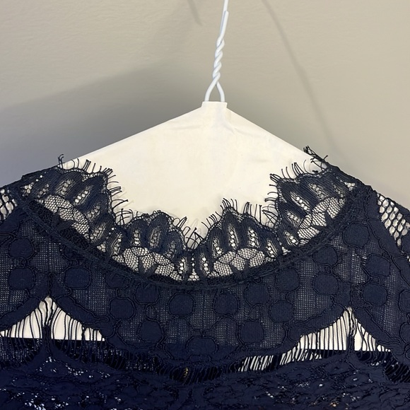 Lace crop navy blue Mendicino crop top - Picture 2 of 6